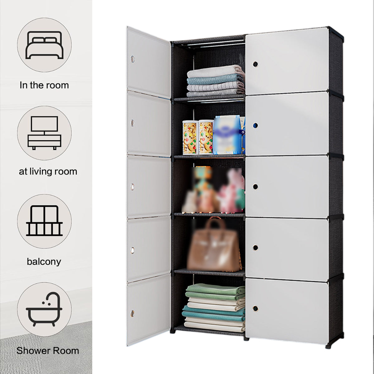 Floor Standing Office Storage Cabinet with Magnetic Doors White