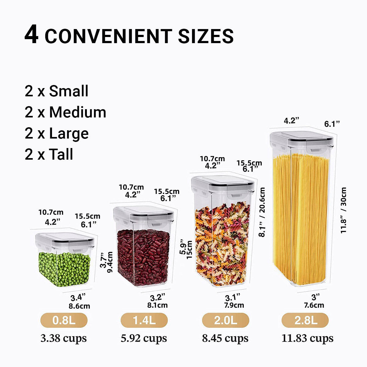 8 Pcs Airtight Food Storage Containers Kitchen Pantry