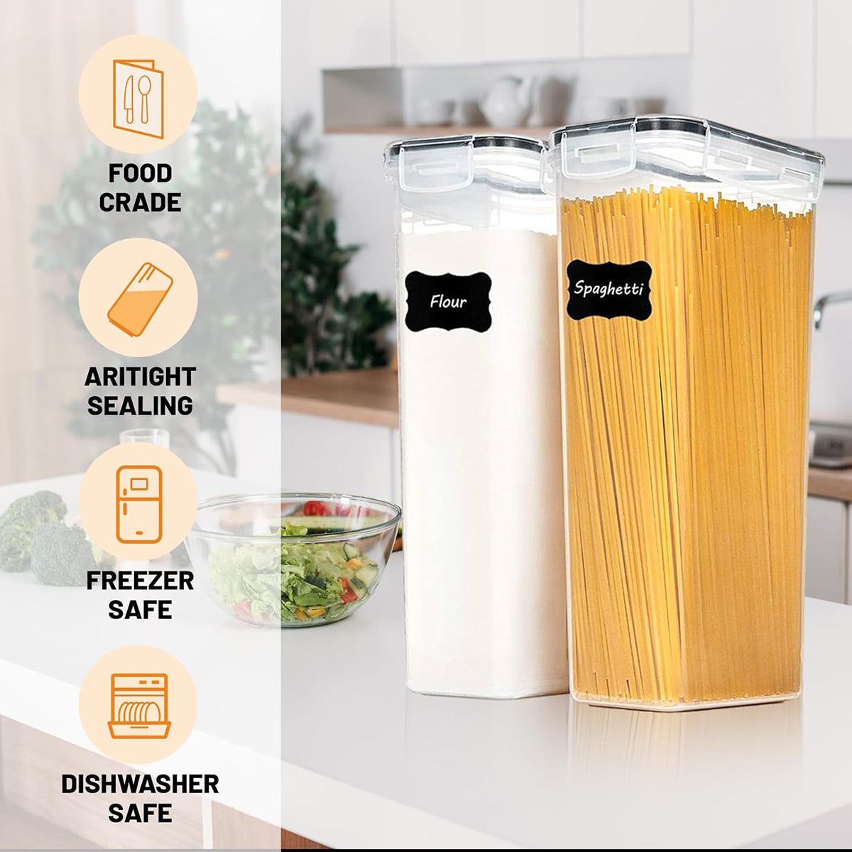 8 Pcs Airtight Food Storage Containers Kitchen Pantry