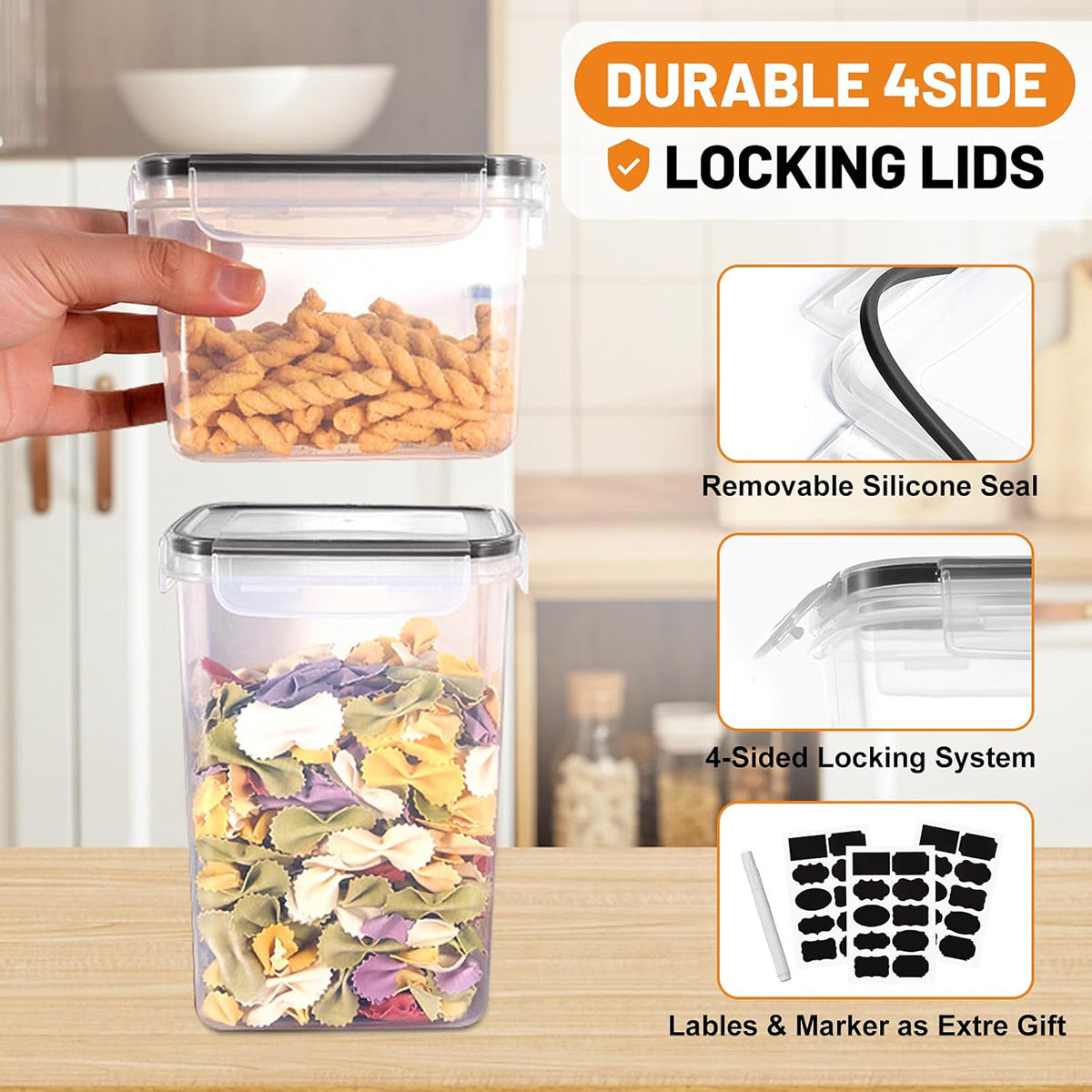 8 Pcs Airtight Food Storage Containers Kitchen Pantry