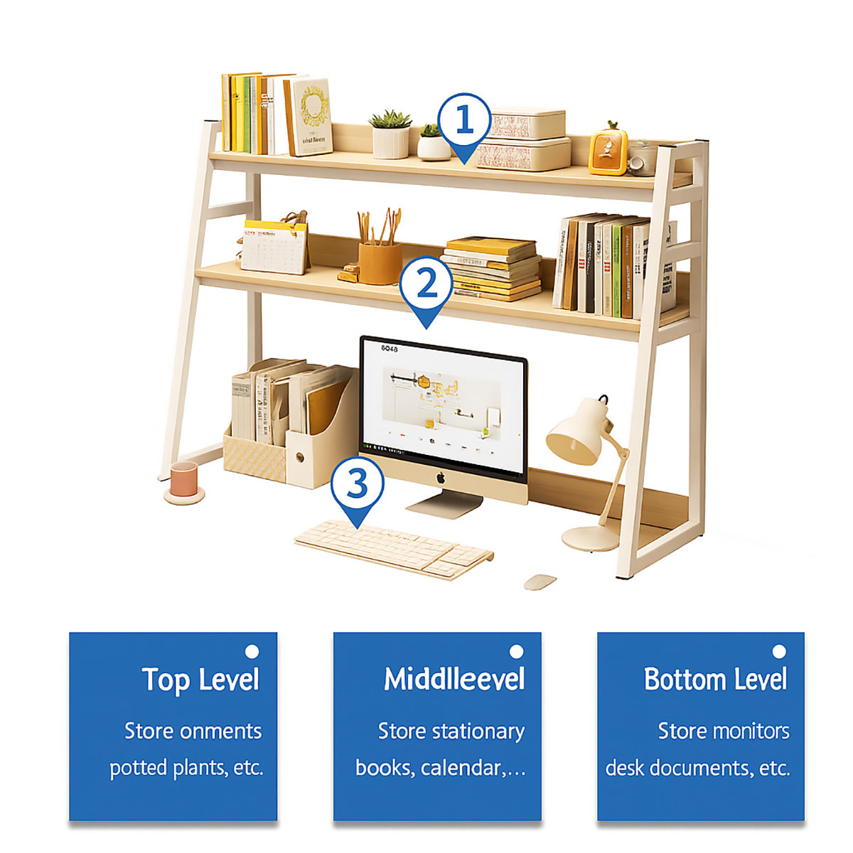 Desktop Storage Shelf Rack 2 or 3 Tier for Office