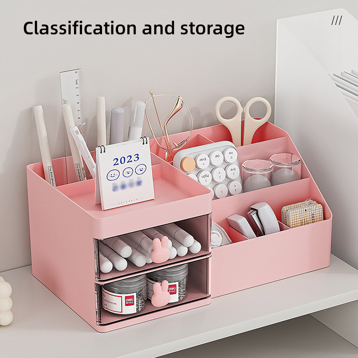 Cartoon Drawer Storage Box Transparent Drawers Rabbit Handle
