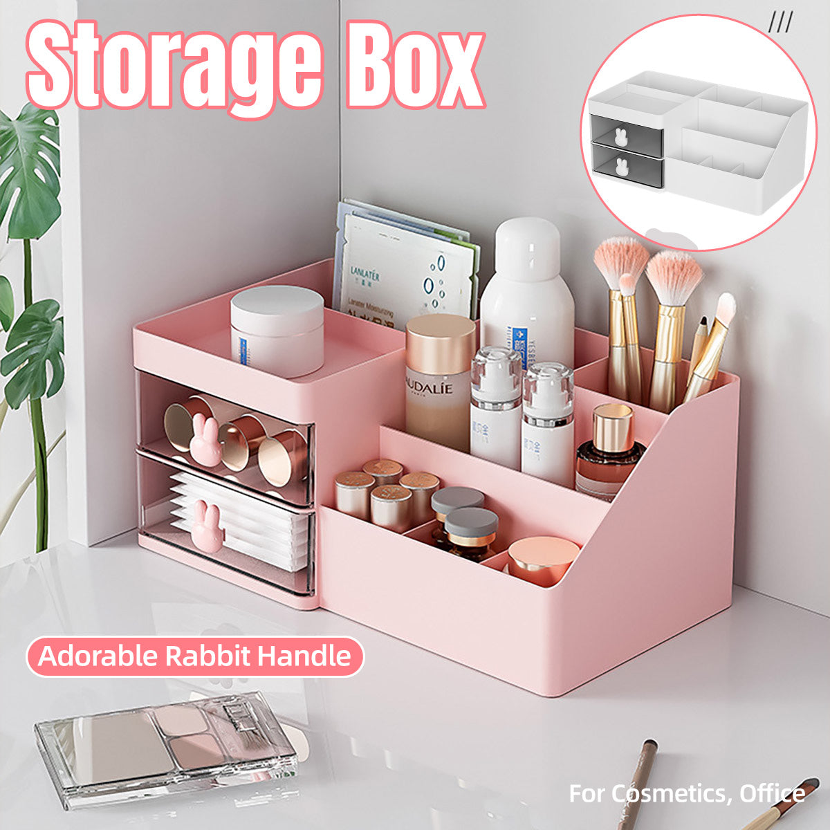 Cartoon Drawer Storage Box Transparent Drawers Rabbit Handle