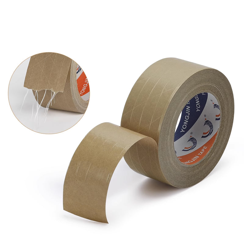 36 Rolls Kraft Paper Tape with Thread 48mm x 50m Self Adhesive