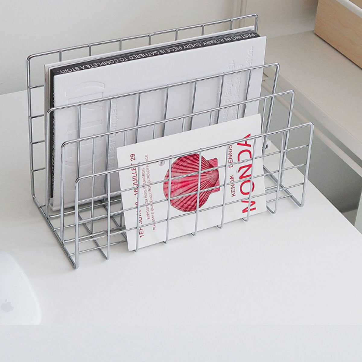 Three Layer Iron Document Organiser Rack Space Saving Silver Finish