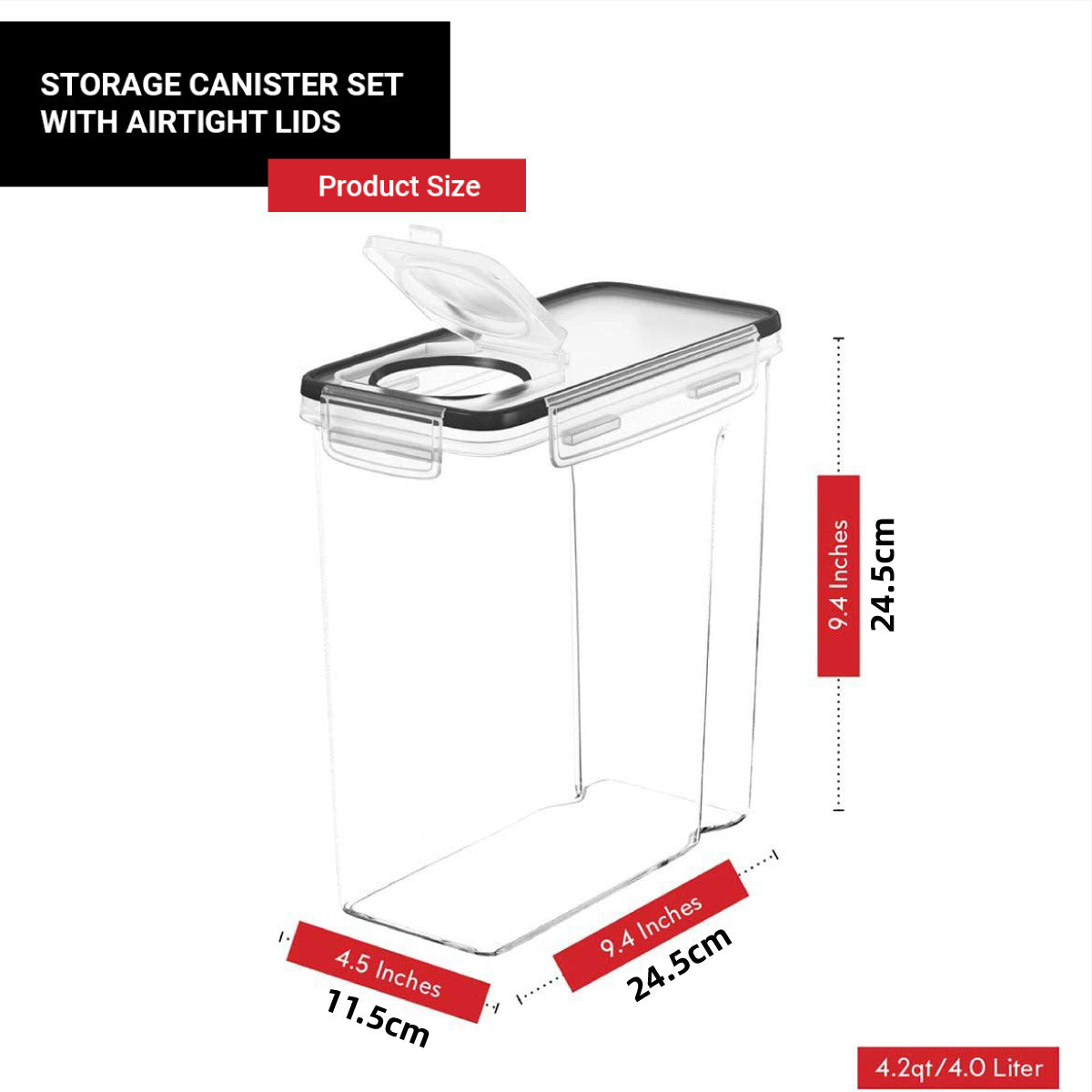 4 Pcs Airtight Food Storage Jar Set Kitchen Cereal