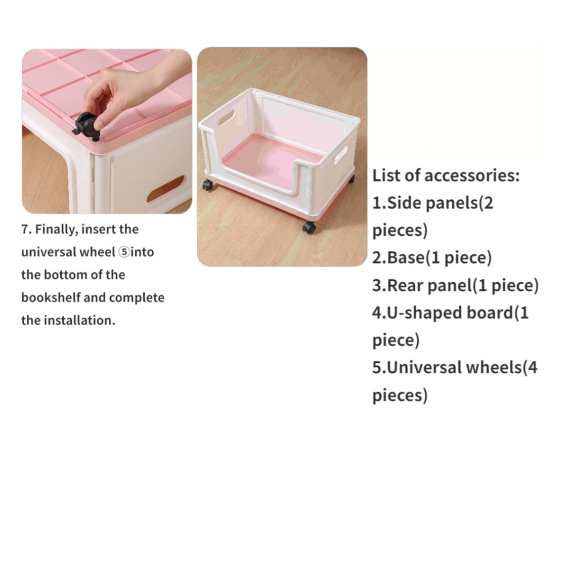 Under-Desk Book Storage Box with Wheels Stackable Plastic