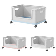 Under-Desk Book Storage Box with Wheels Stackable Plastic