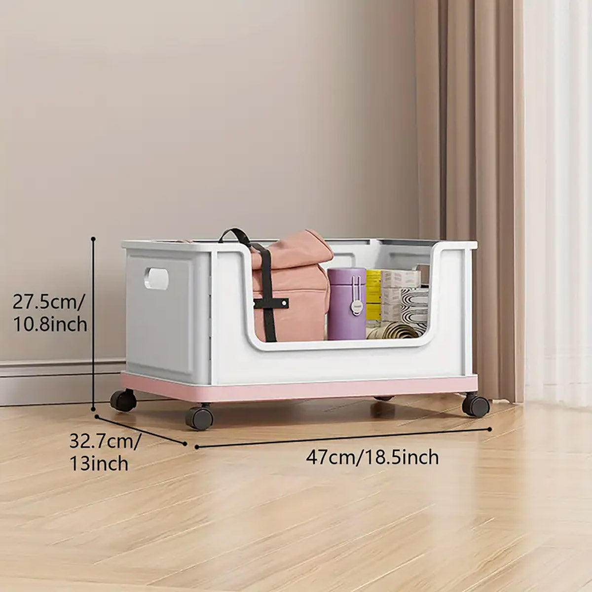 Under-Desk Book Storage Box with Wheels Stackable Plastic