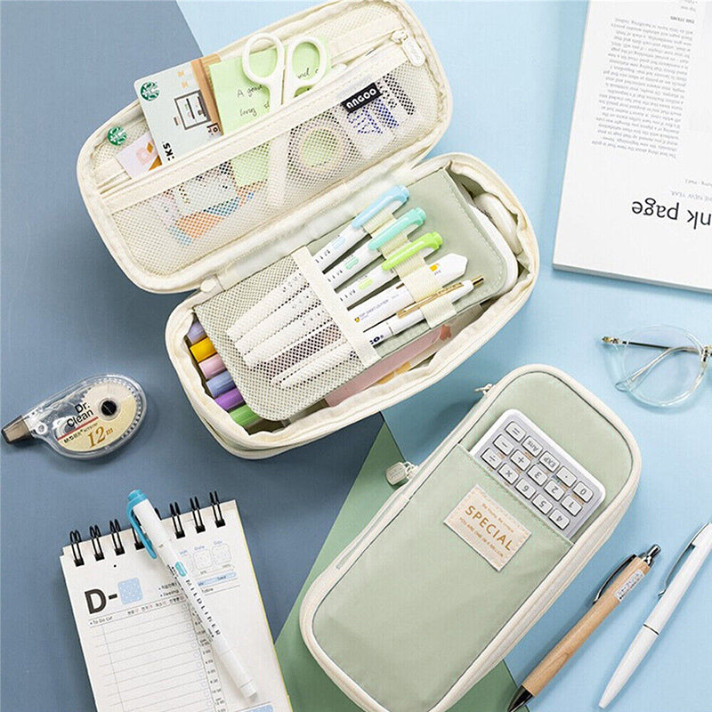 Zipper Pencil Case Expandable Storage Multi Pocket