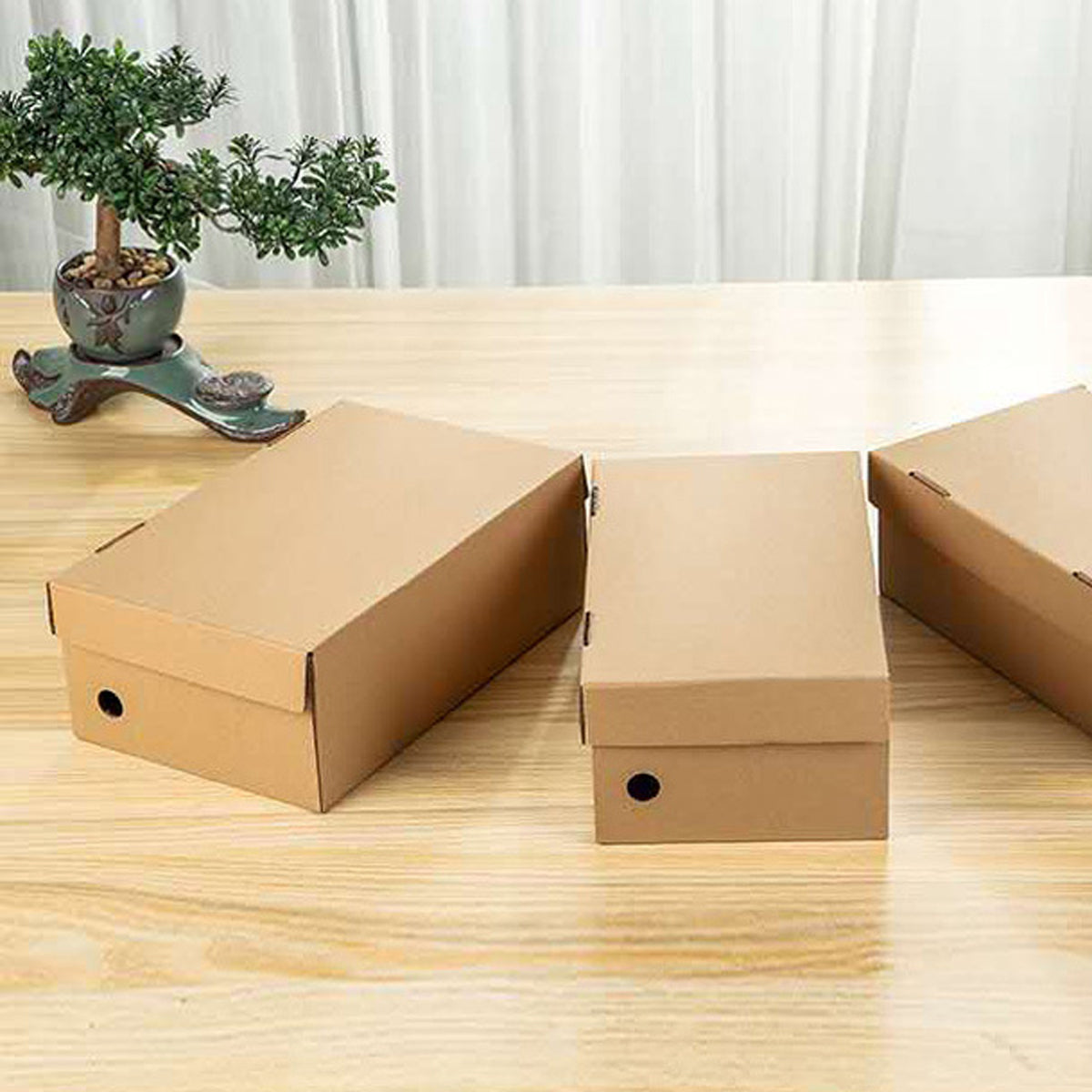 20pcs Kraft Paper Shoe Boxes Clamshell Organizer