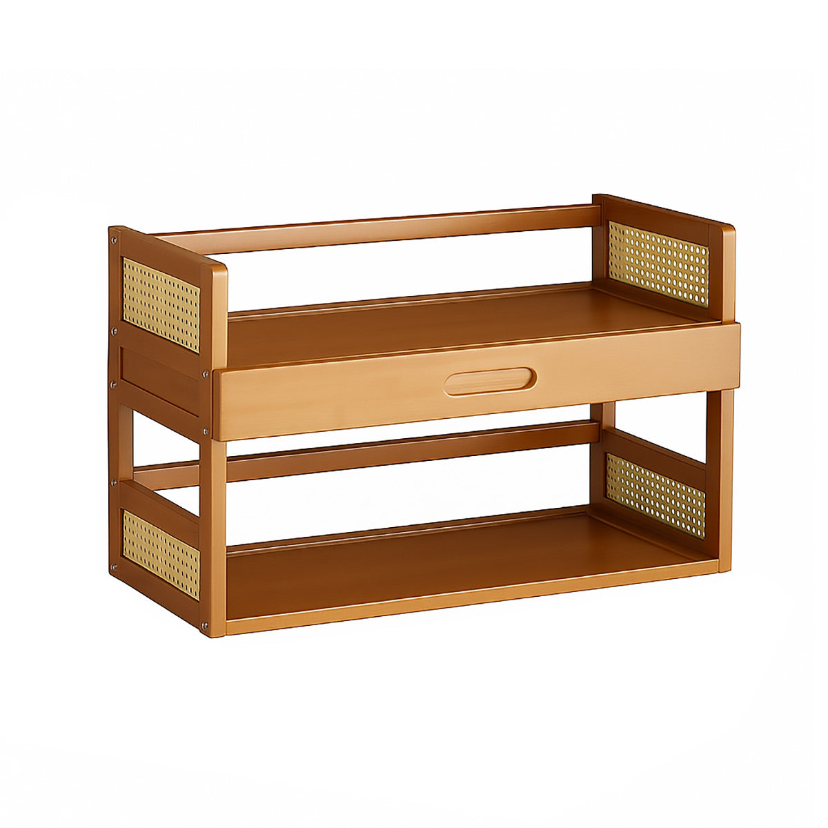 2-Tier Bamboo Desktop Storage Shelf with Drawer
