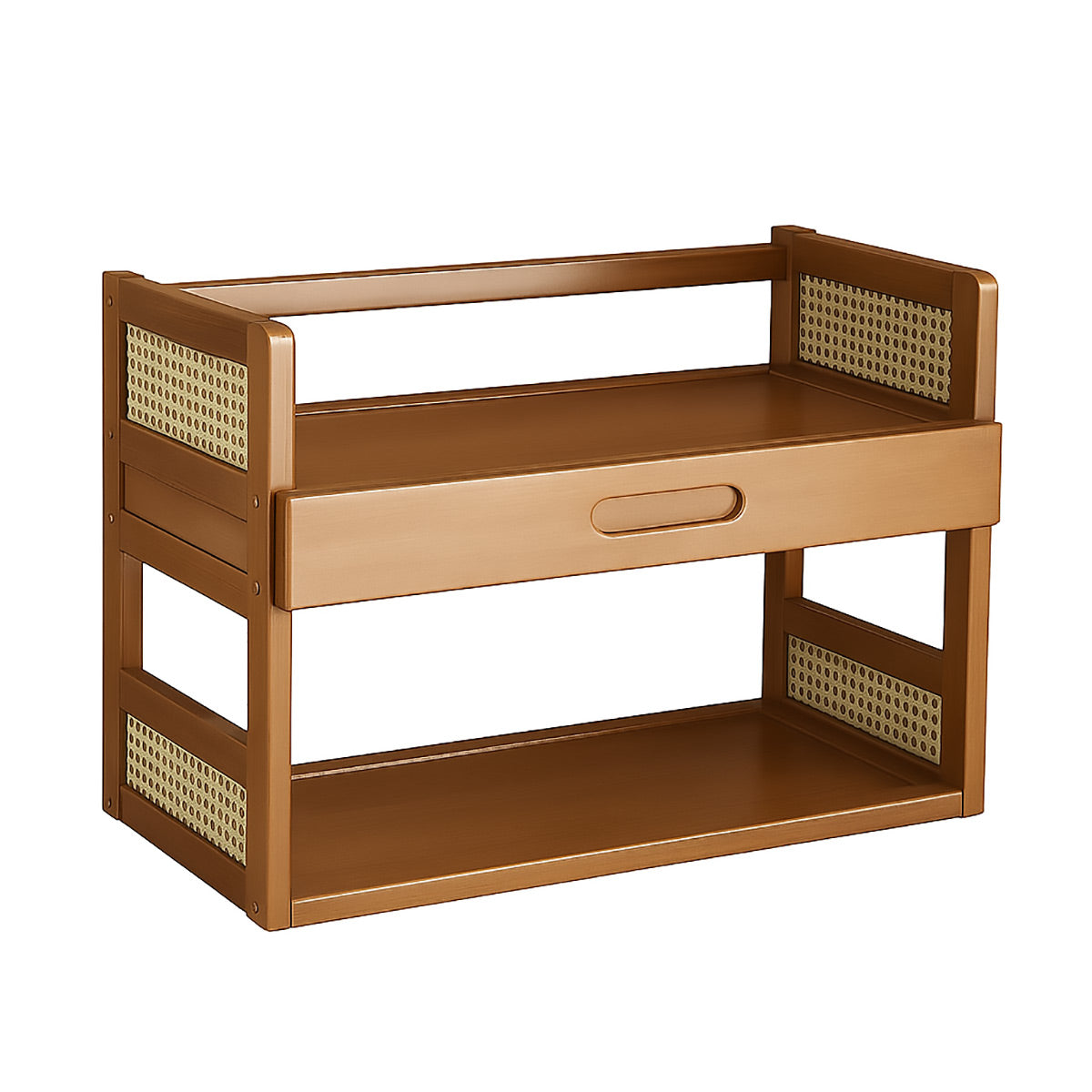 2-Tier Bamboo Desktop Storage Shelf with Drawer