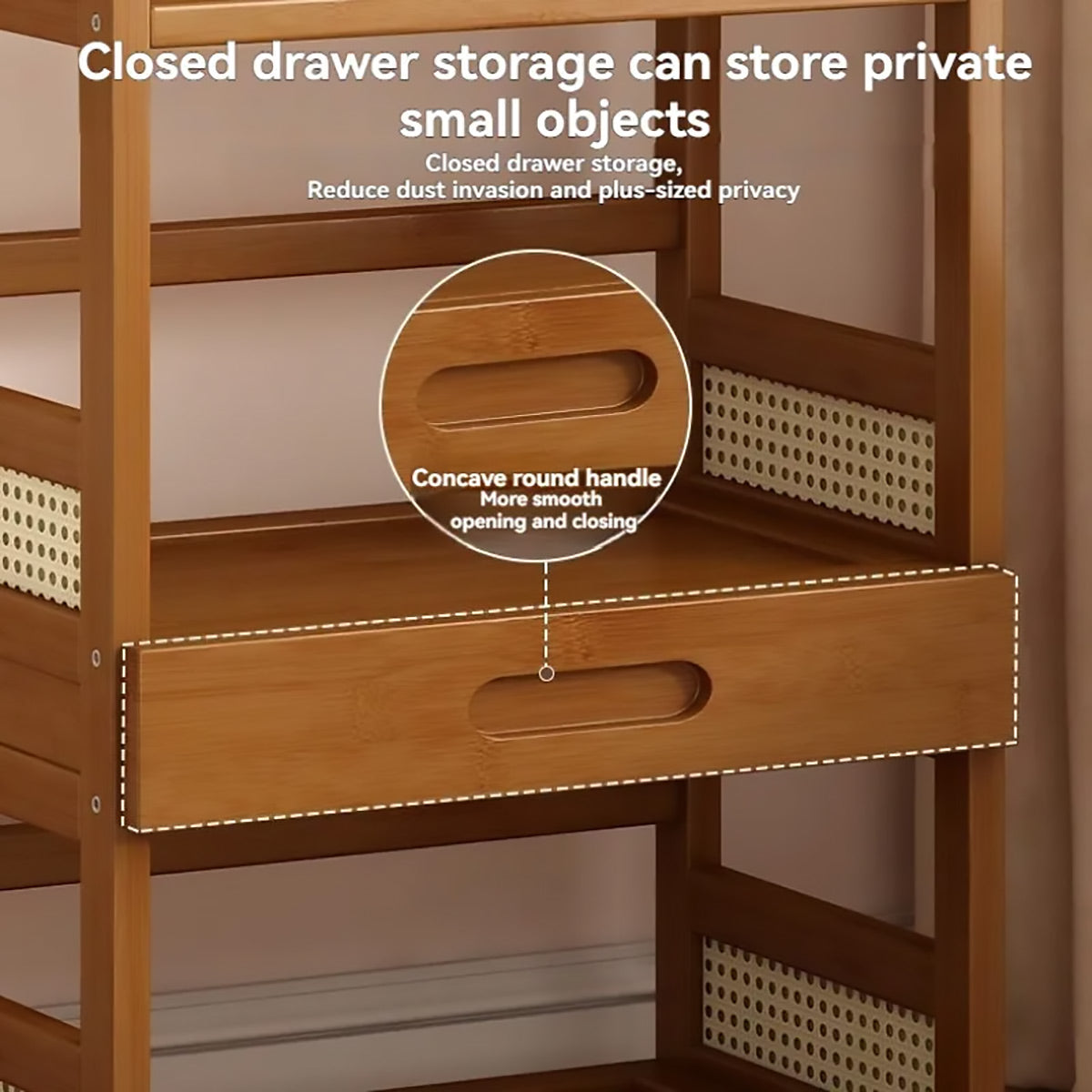 2-Tier Bamboo Desktop Storage Shelf with Drawer