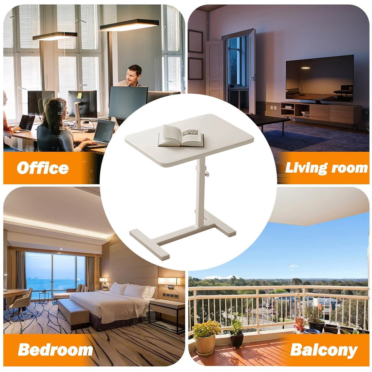 Mobile Computer Desk Adjustable Height Table for Home Office Use