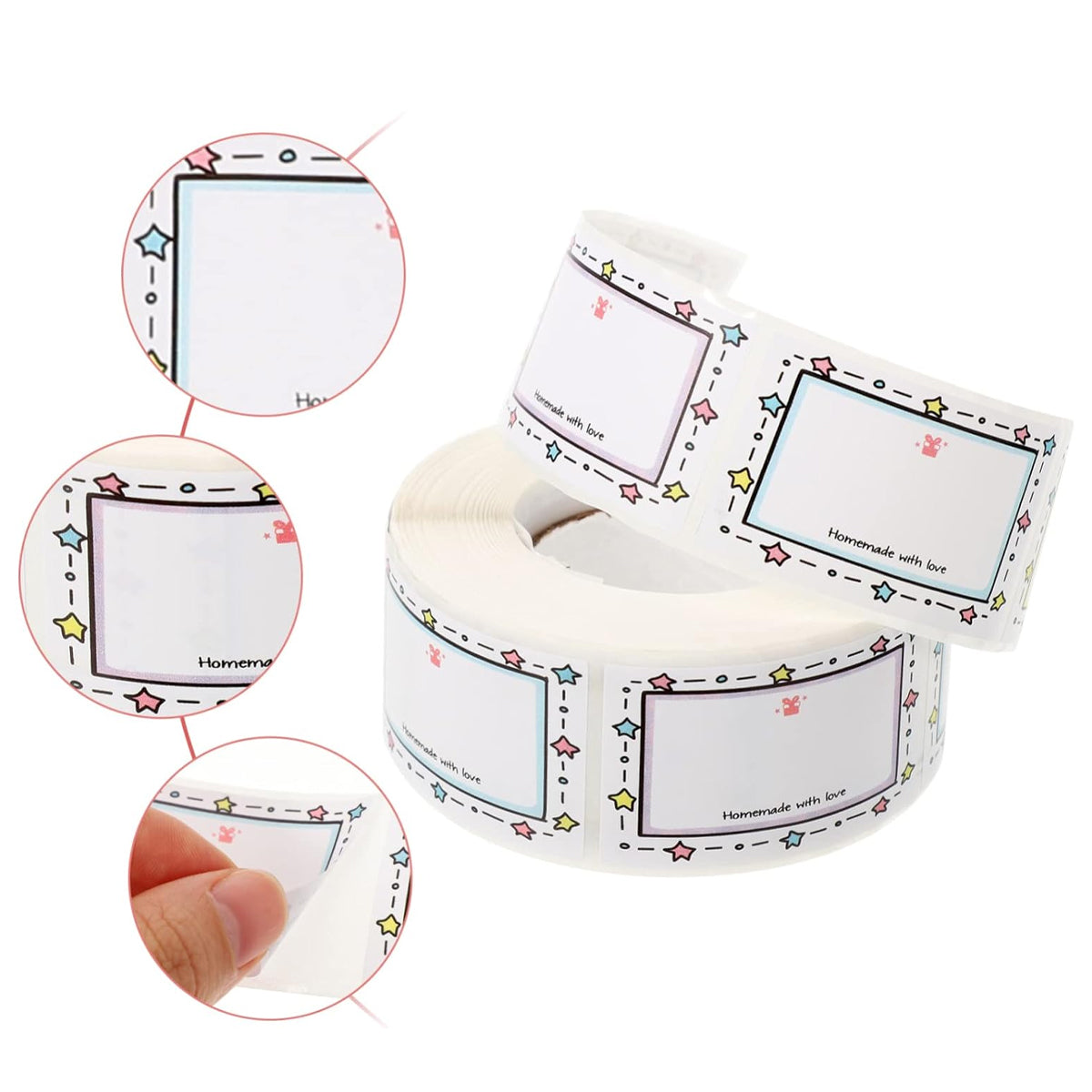 500PCS Name Label Stickers with Colour Border Roll