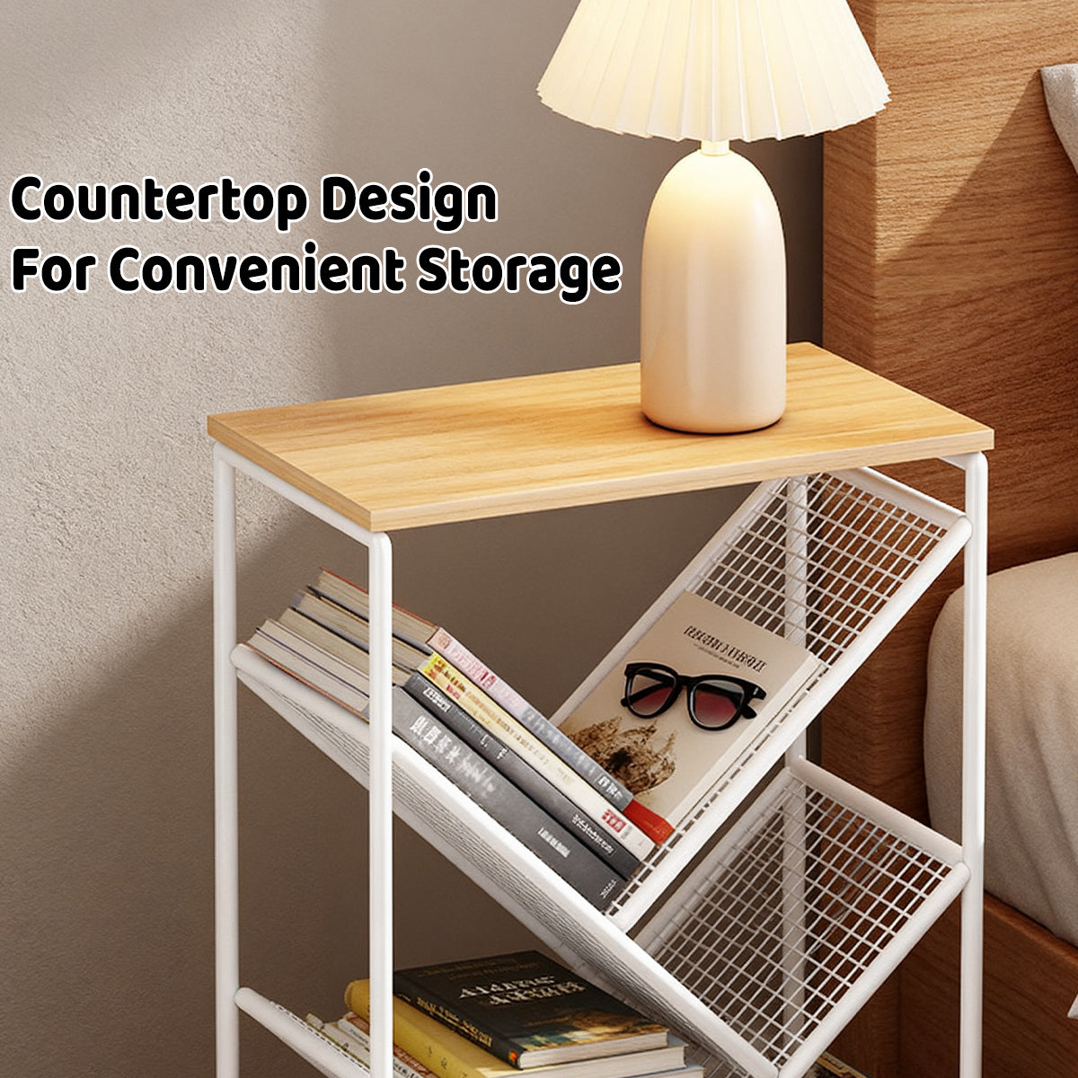 Mobile Wheeled Small Bookshelf Floor Storage Rack