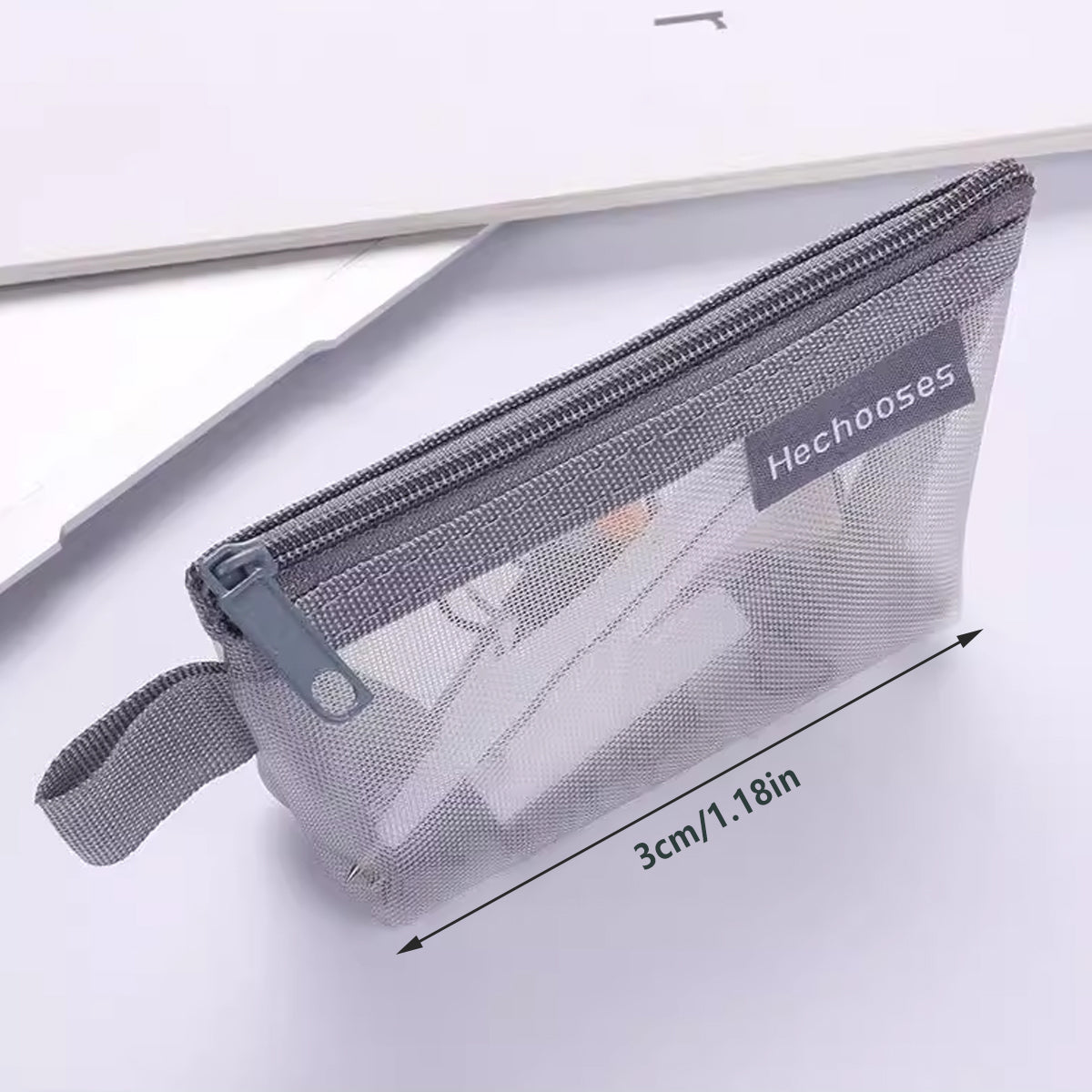 10 Pcs Mini Mesh Zipper Pouches Nylon Coin ID Card Holder