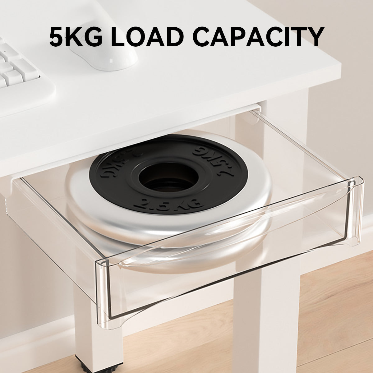 Under-Table Hidden Drawer with 5kg Load for Desk