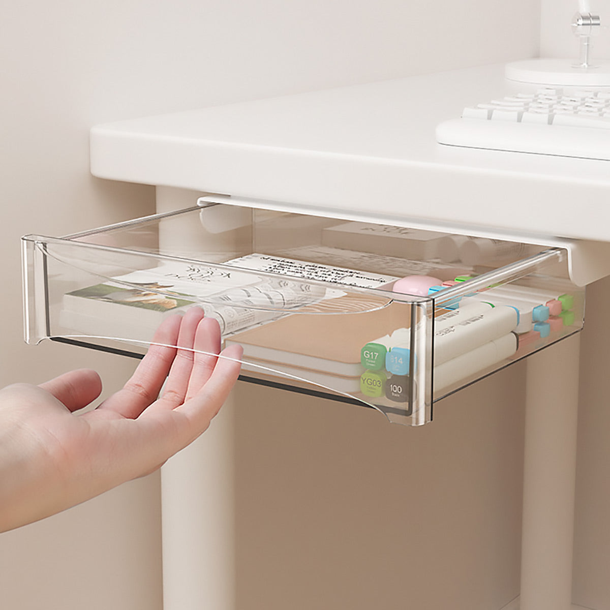 Under-Table Hidden Drawer with 5kg Load for Desk