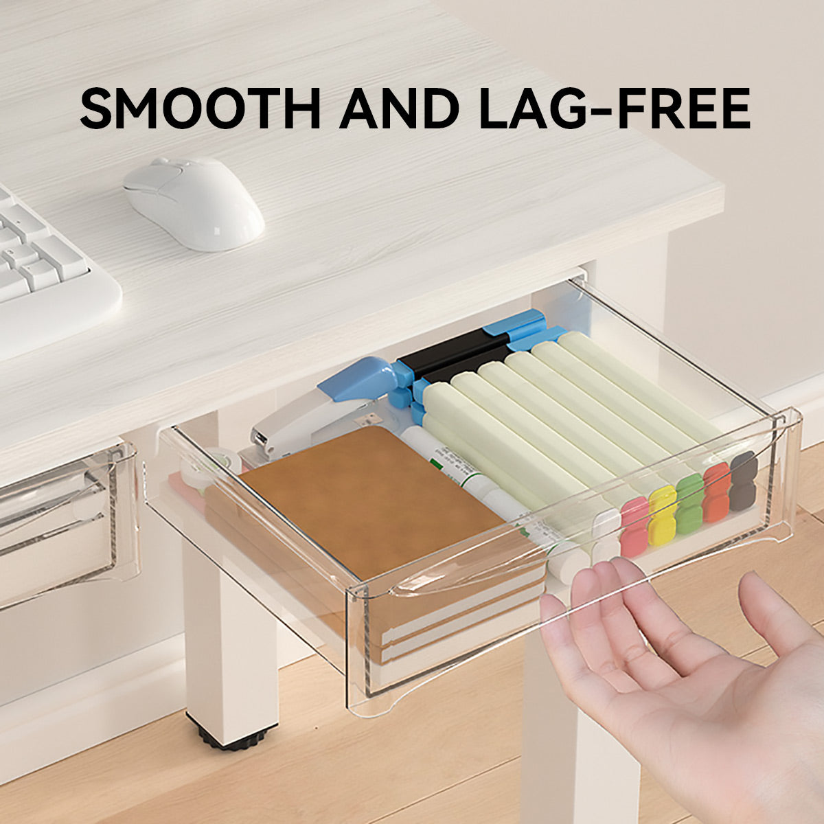 Under-Table Hidden Drawer with 5kg Load for Desk
