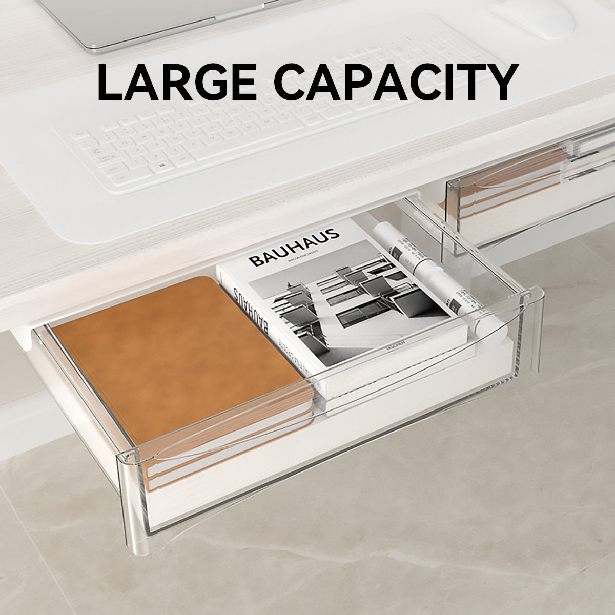 Under-Table Hidden Drawer with 5kg Load for Desk