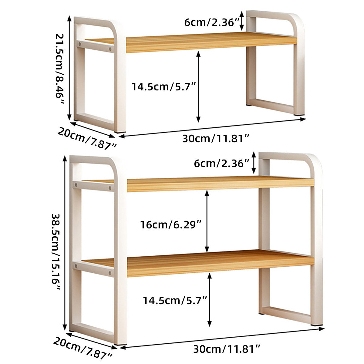 Adjustable Height Multi-Layer Bookshelf Wood and Metal