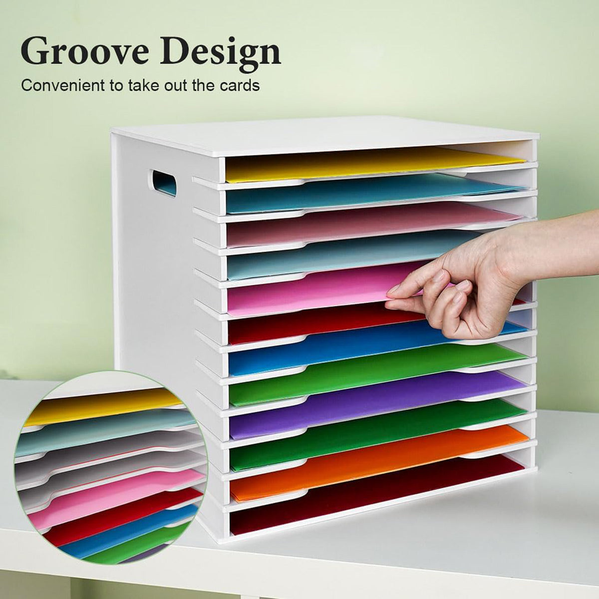 12-Tier Desktop Paper Organizer Adjustable Dividers