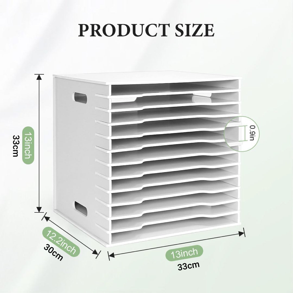 12-Tier Desktop Paper Organizer Adjustable Dividers