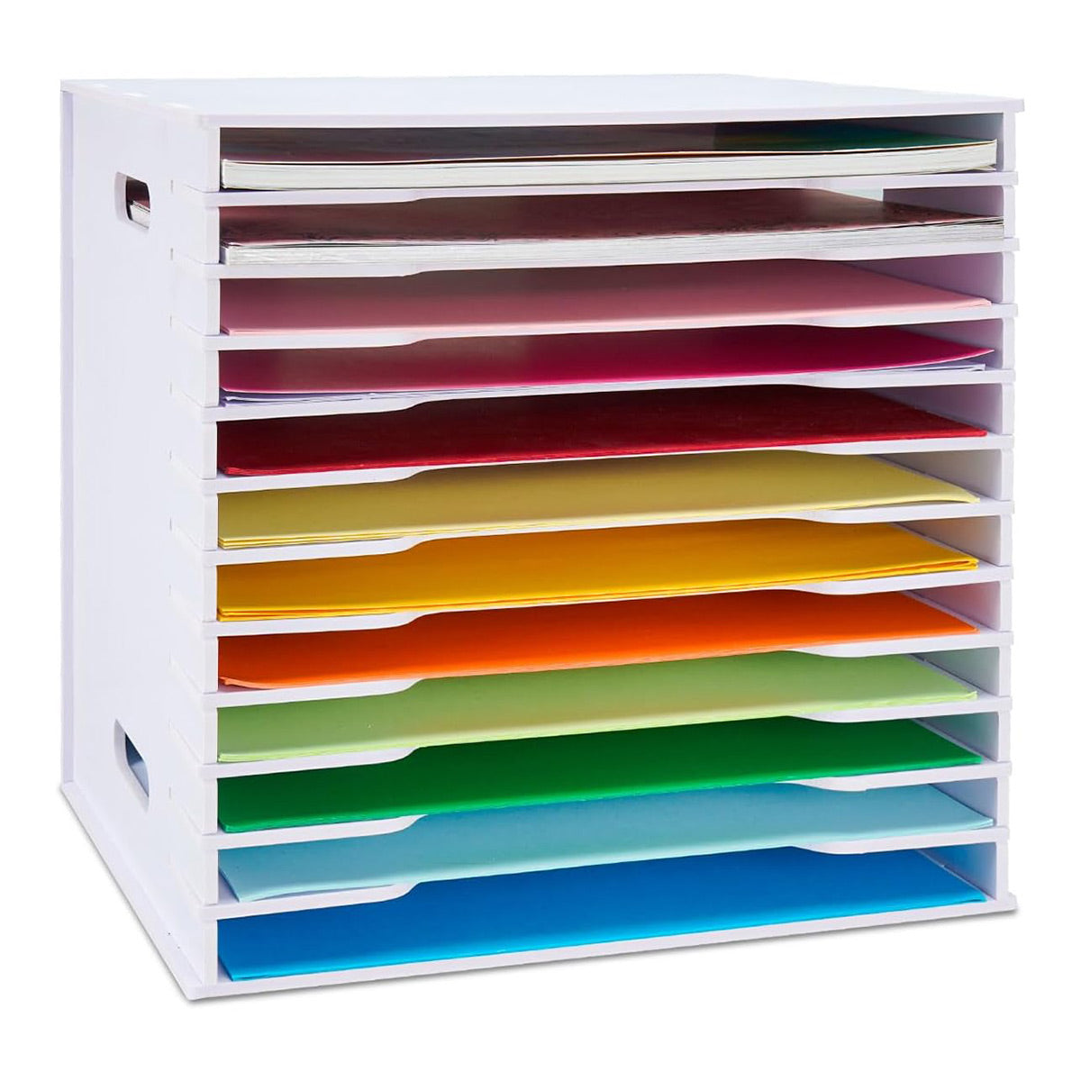 12-Tier Desktop Paper Organizer Adjustable Dividers