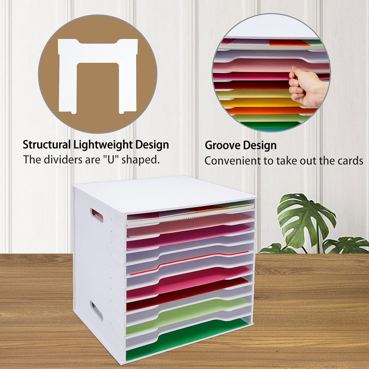 12-Tier Desktop Paper Organizer Adjustable Dividers