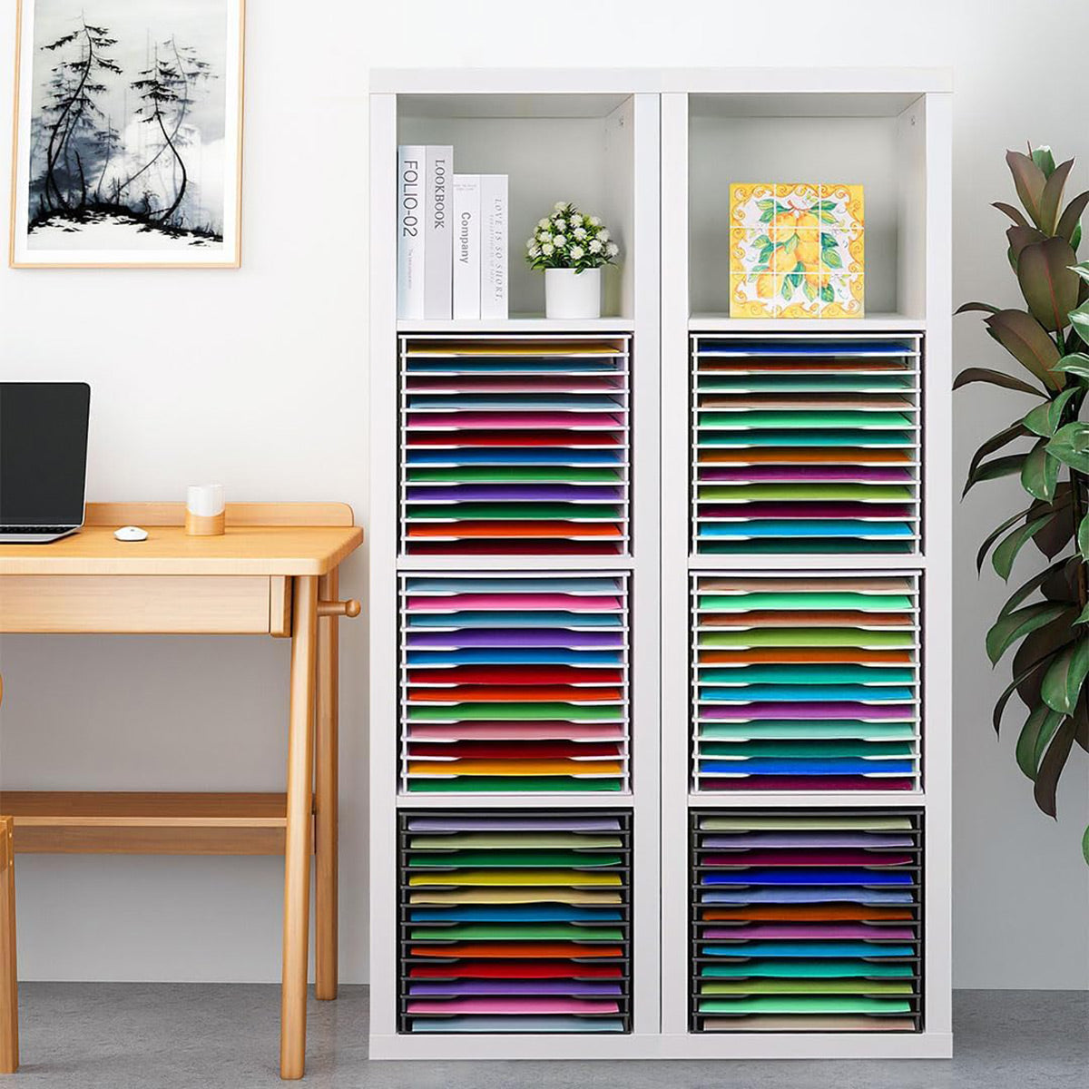 12-Tier Desktop Paper Organizer Adjustable Dividers