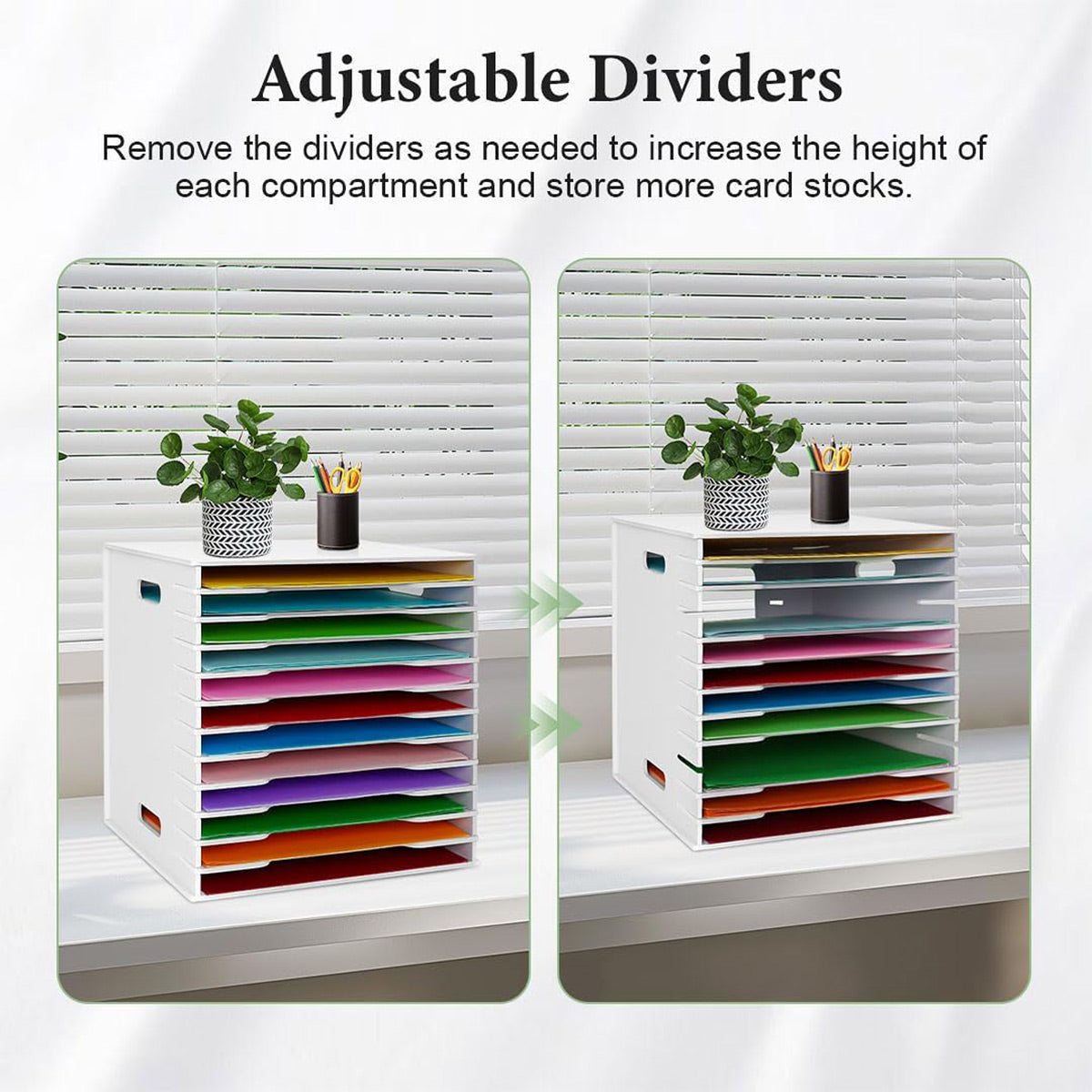 12-Tier Desktop Paper Organizer Adjustable Dividers