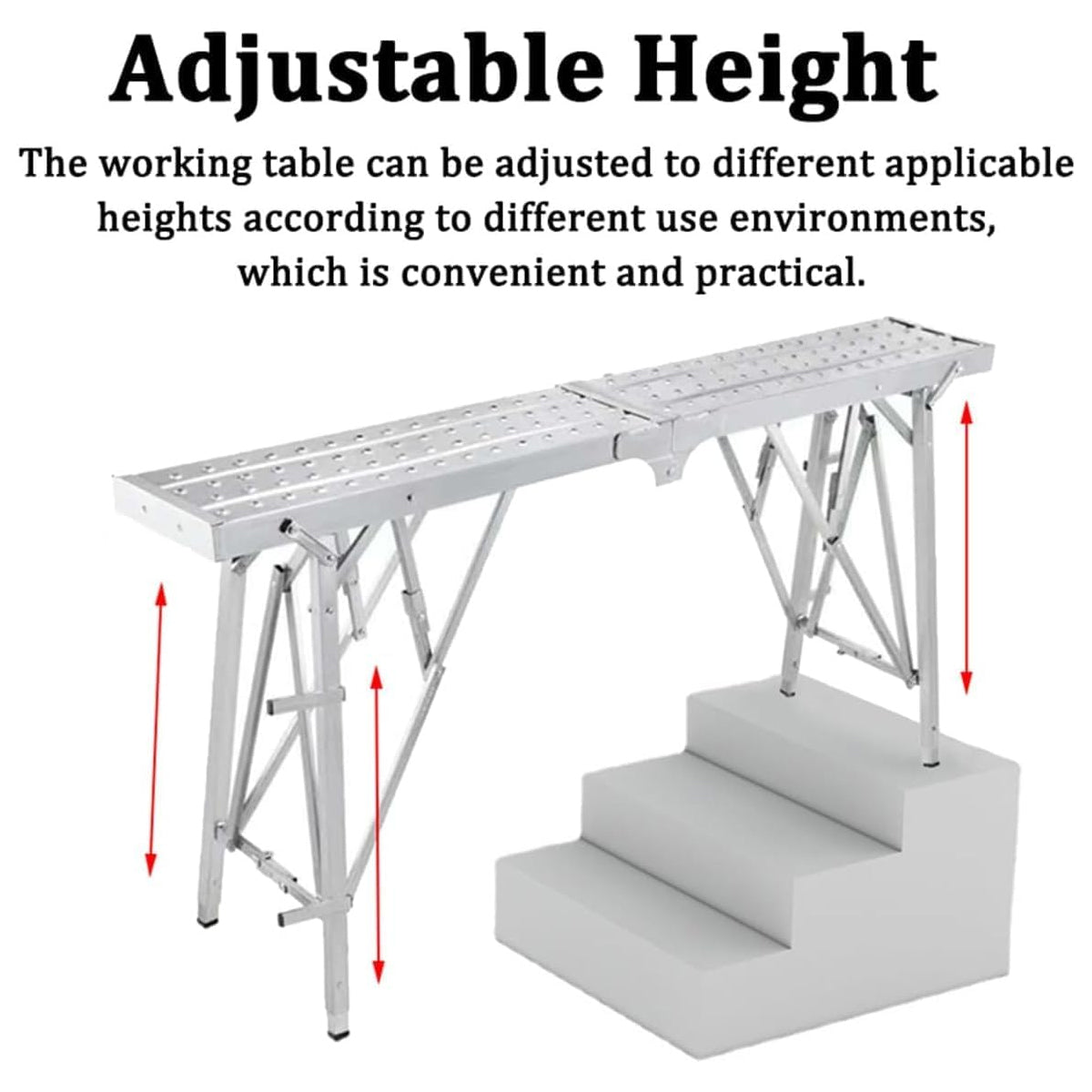 Folding Scaffolding Platform Adjustable Steel 150kg Capacity