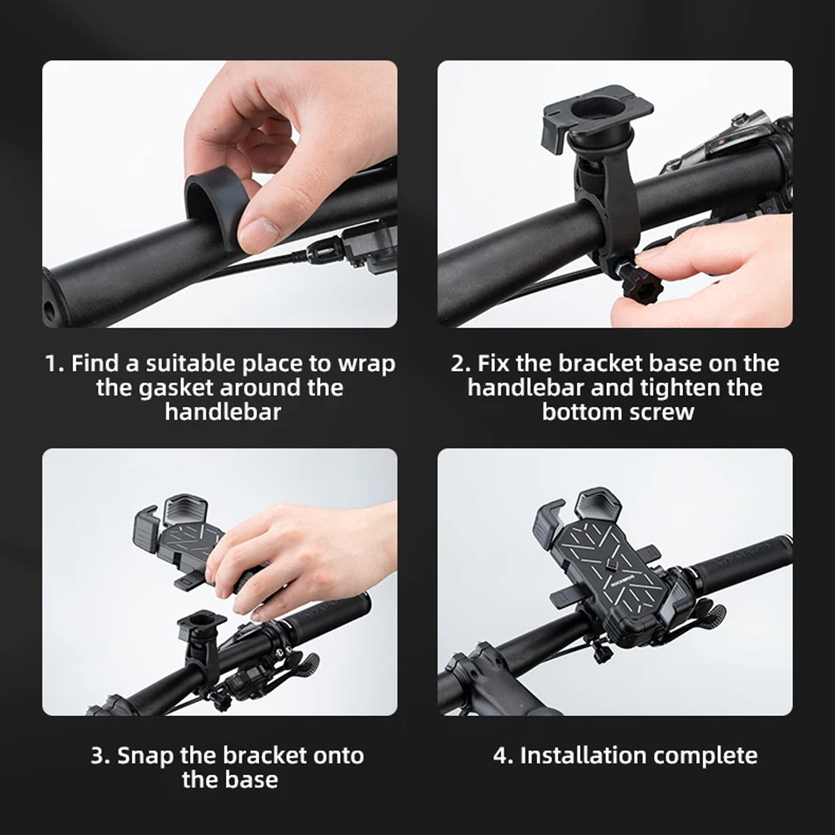 360 Degree Phone Holder with Handlebar Mount for Bike