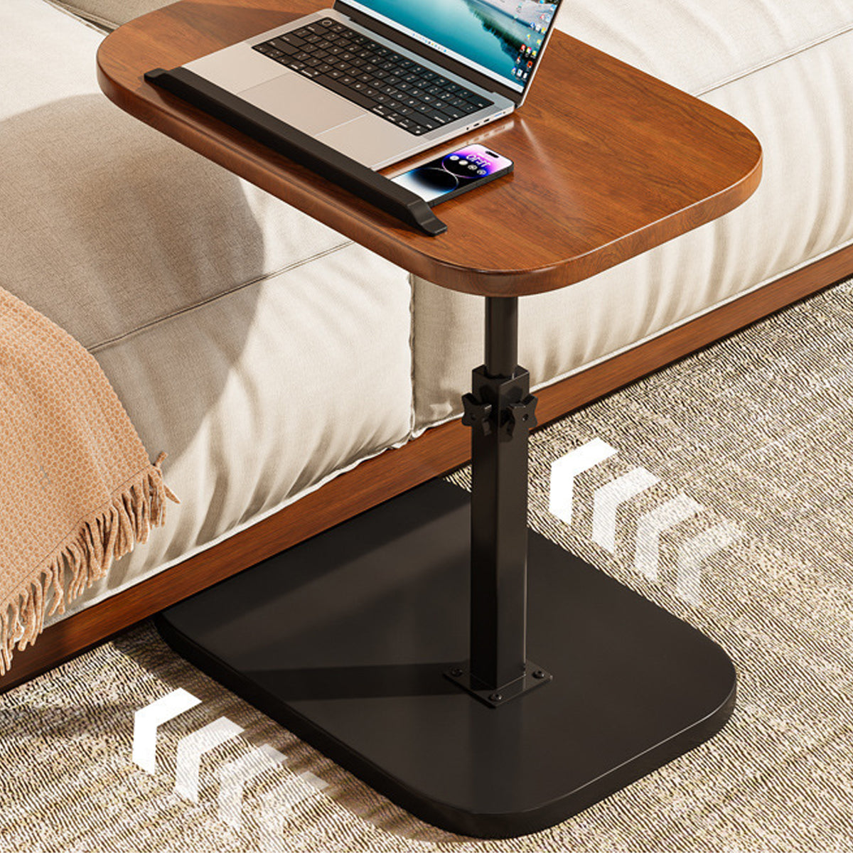 Adjustable Height Side Table Flip Top Guard Rail