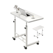 Movable Bedside Table Desk with Adjustable Height White