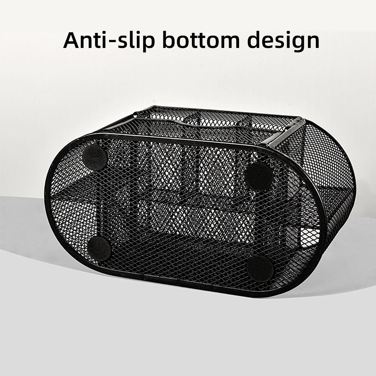 Metal Mesh Desktop Pen Holder Organiser with Drawer Non-Slip