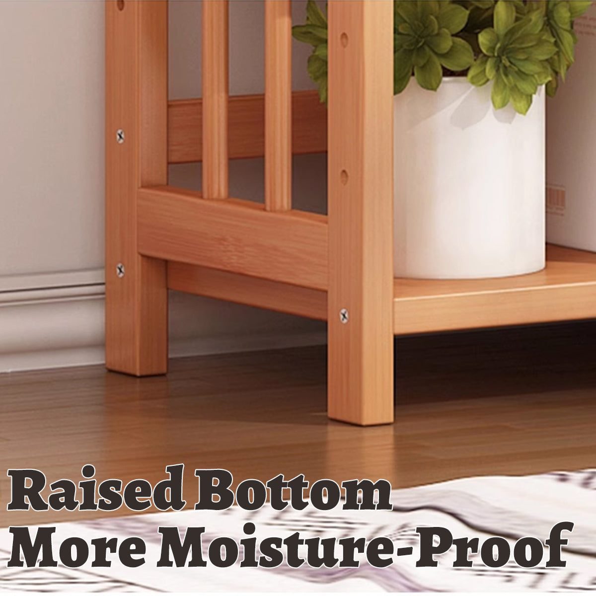 Three Layer Bamboo Bookshelf Floor Rack for Home and Office