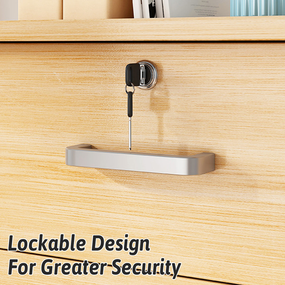 3-Drawer Rolling File Cabinet with Lock for Under-Desk Use
