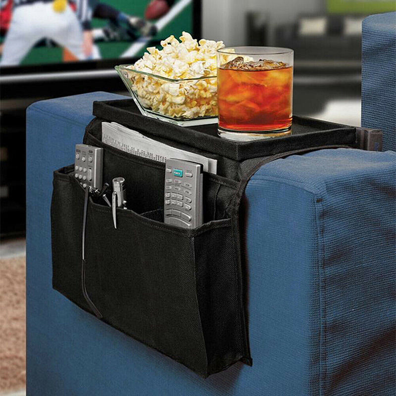 Sofa Arm Organizer with 6 Pockets and Table Top