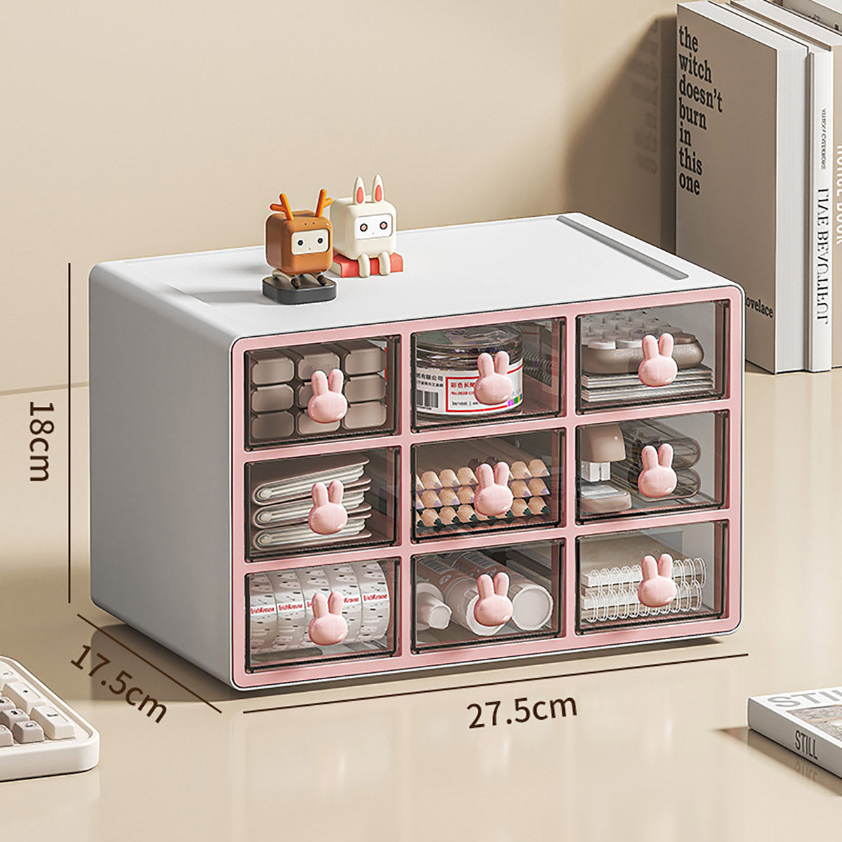 Desktop Organiser Transparent Rabbit Multi-Drawer Storage Box
