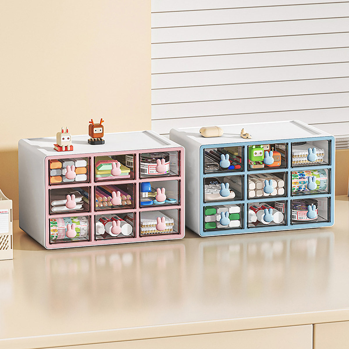 Desktop Organiser Transparent Rabbit Multi-Drawer Storage Box