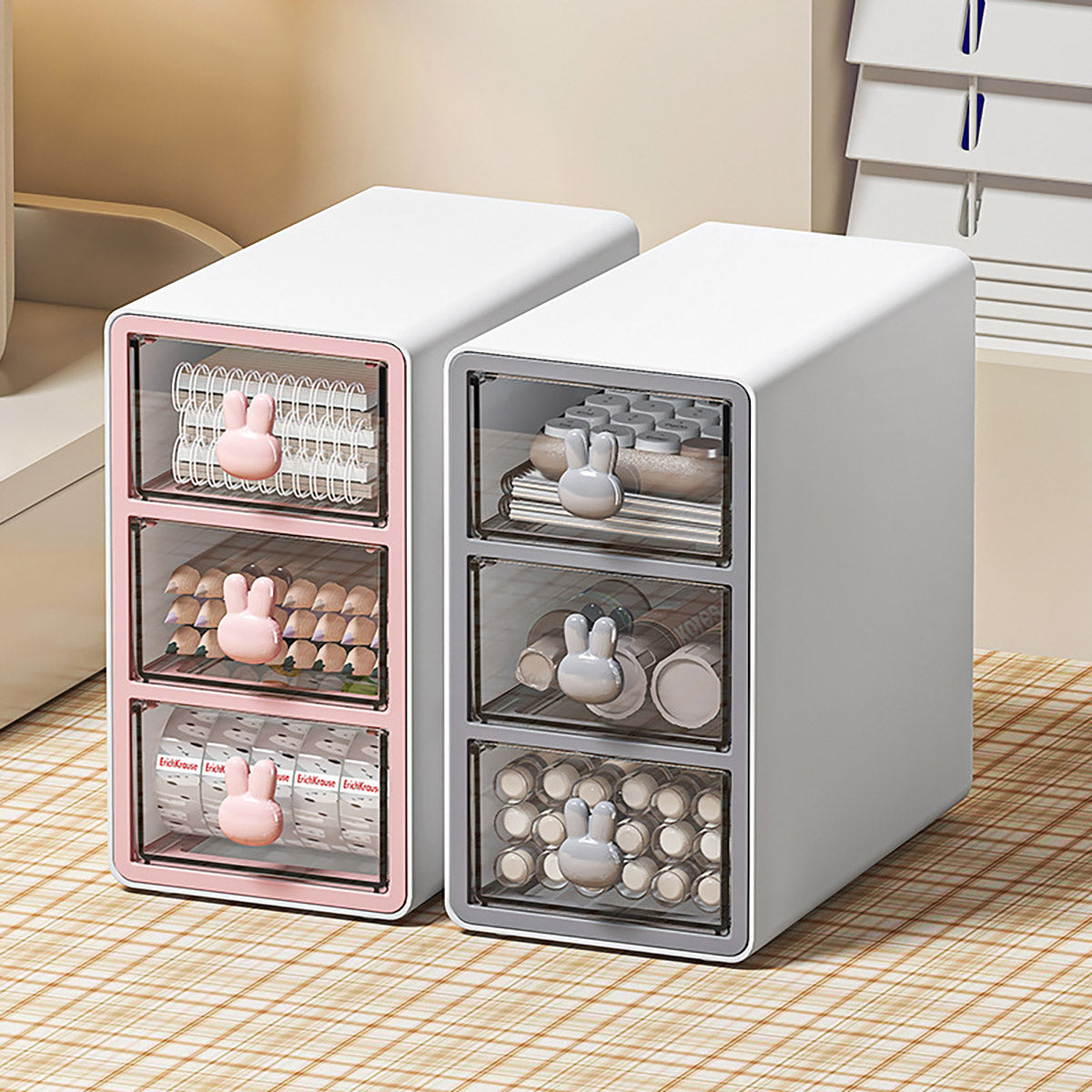 Desktop Organiser Transparent Rabbit Multi-Drawer Storage Box