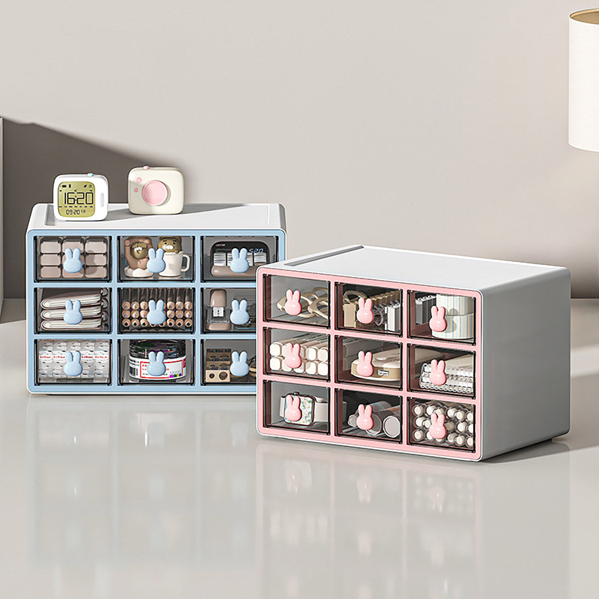Desktop Organiser Transparent Rabbit Multi-Drawer Storage Box