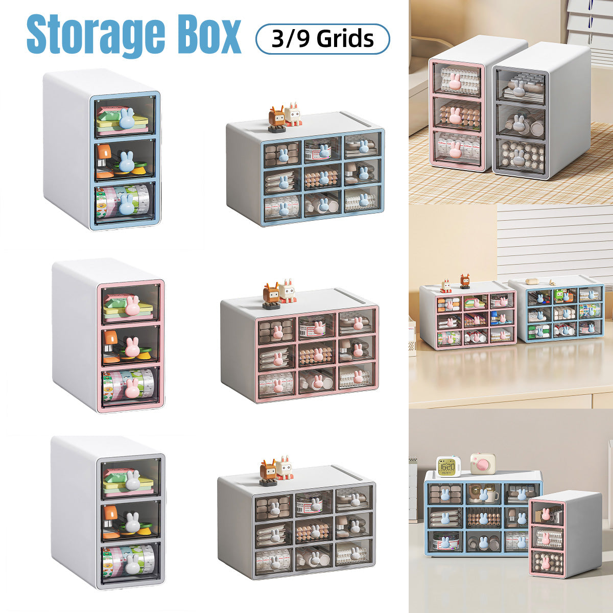 Desktop Organiser Transparent Rabbit Multi-Drawer Storage Box