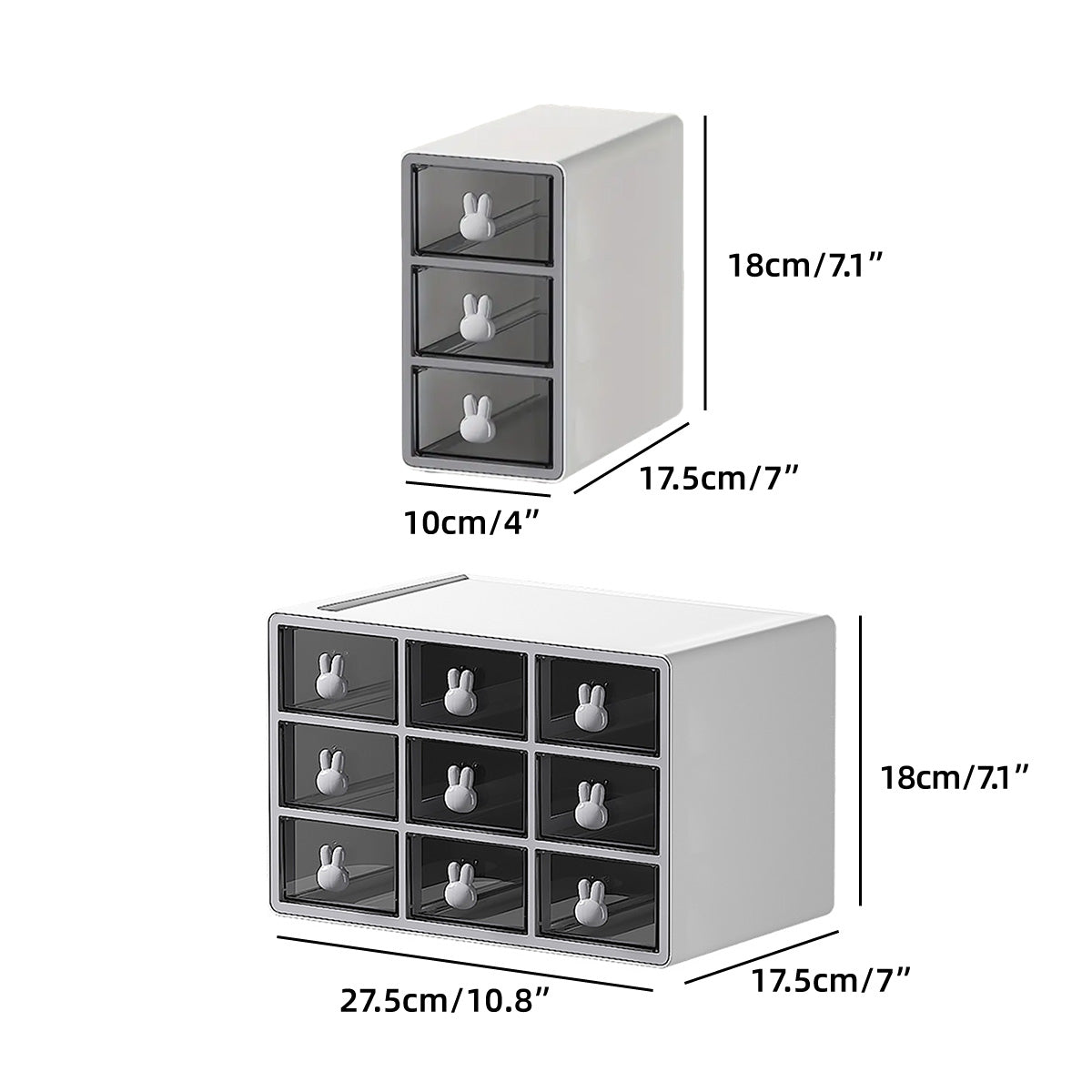 Desktop Organiser Transparent Rabbit Multi-Drawer Storage Box