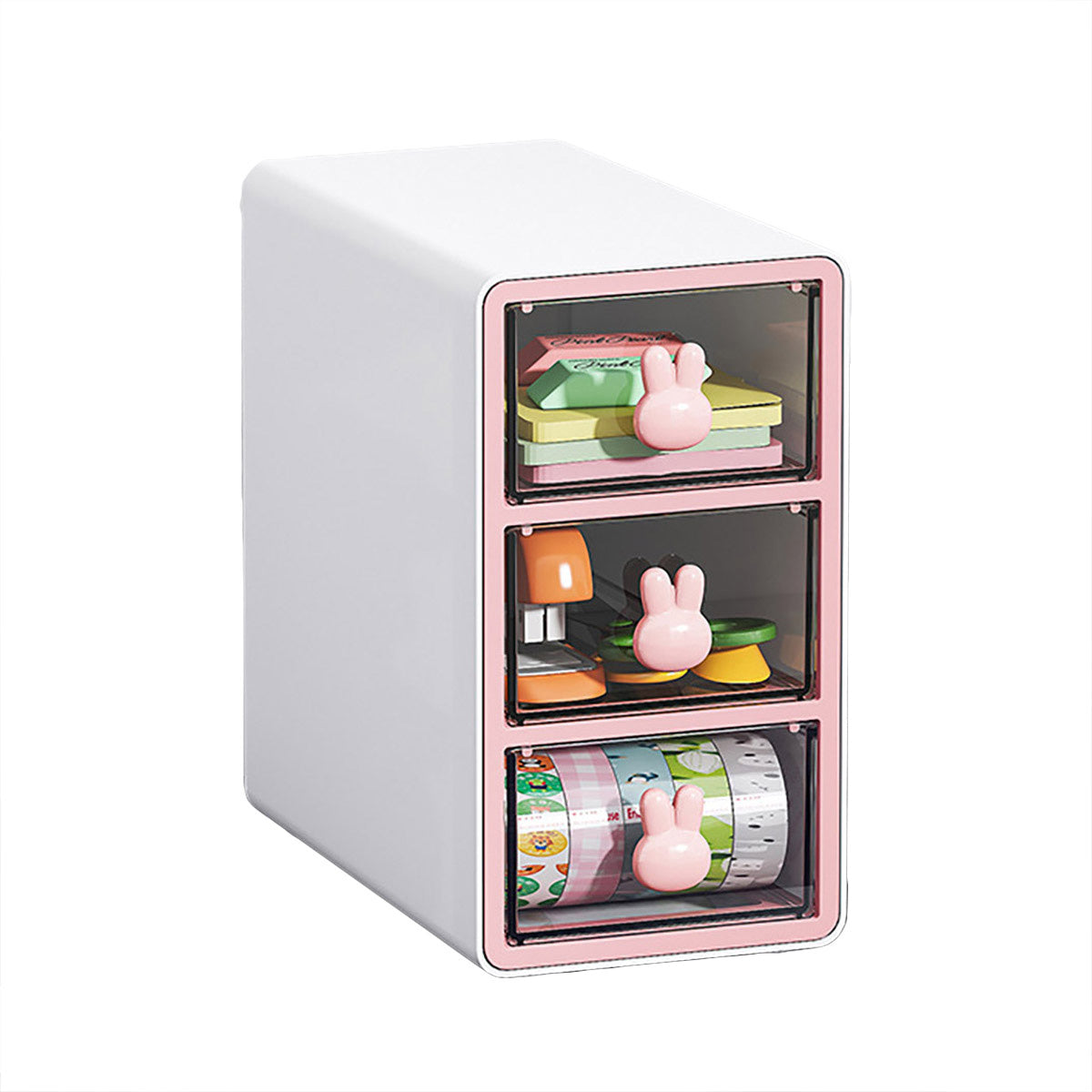 Desktop Organiser Transparent Rabbit Multi-Drawer Storage Box