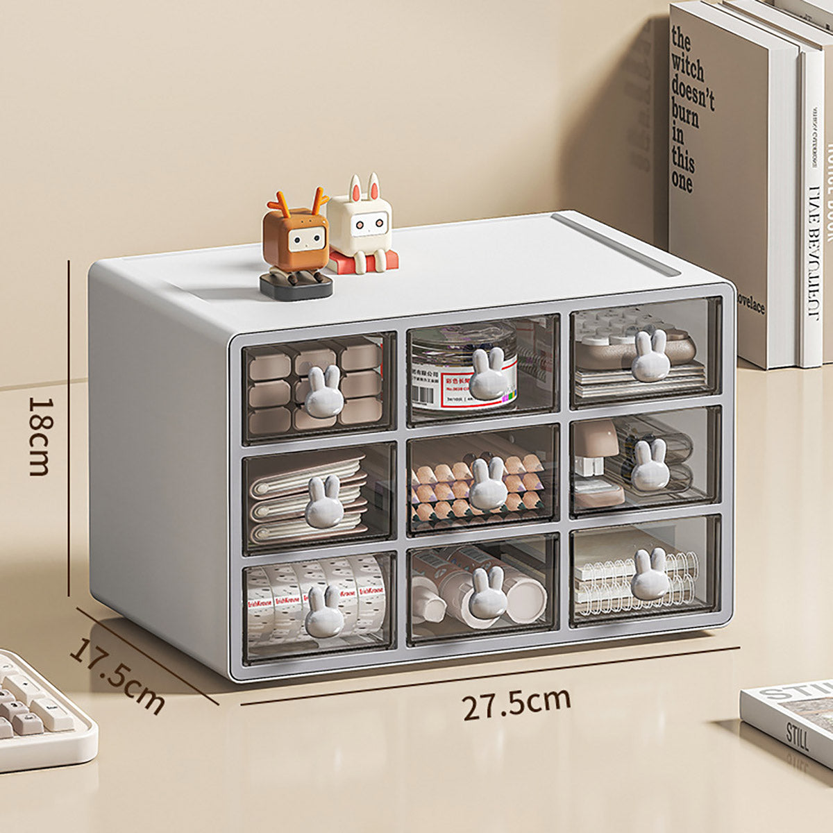 Desktop Organiser Transparent Rabbit Multi-Drawer Storage Box