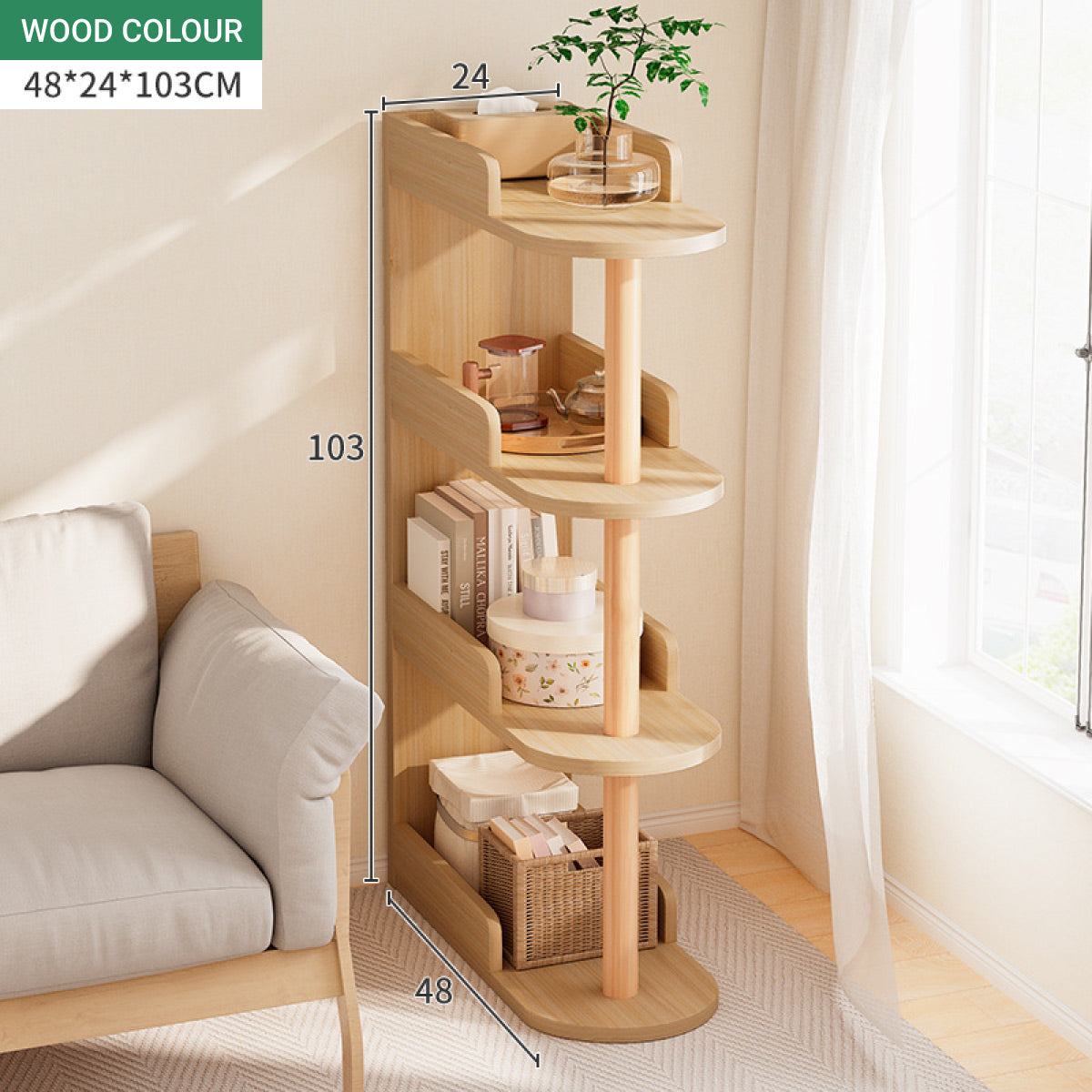4-Tier Narrow Gap Storage Shelf for Home Bedroom